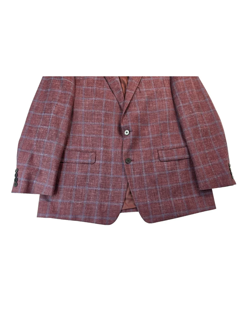 Lauren Ralph Lauren Vintage Burgundy Red Check Plaid Wool Silk Linen Blazer 44R